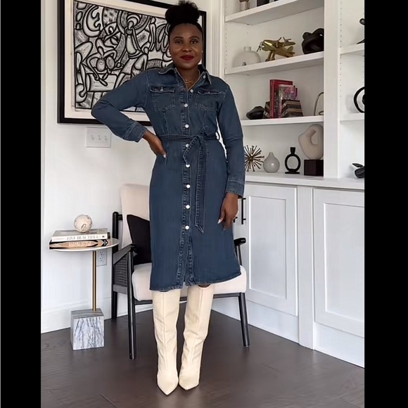 Zara Classic Denim Shirt belted Dress -  Sz Medium - NWT - Picture 13 of 17